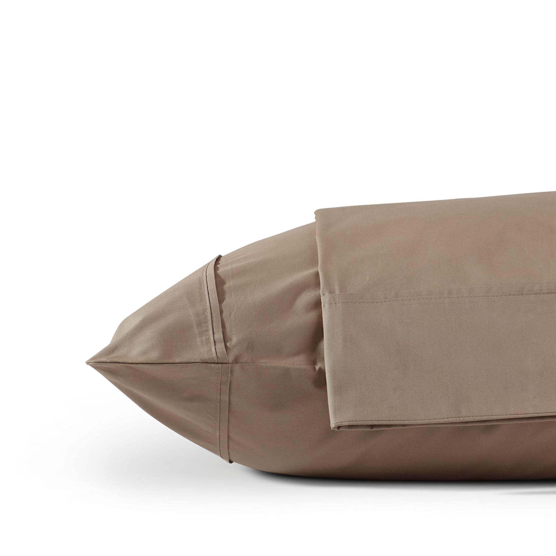 100% Cotton Percale Pillowcases Queen Size, Taupe, 2 Pieces of Pillow Case, Crisp and Cool Strong Bed Linen, 20 inches X 30 inches