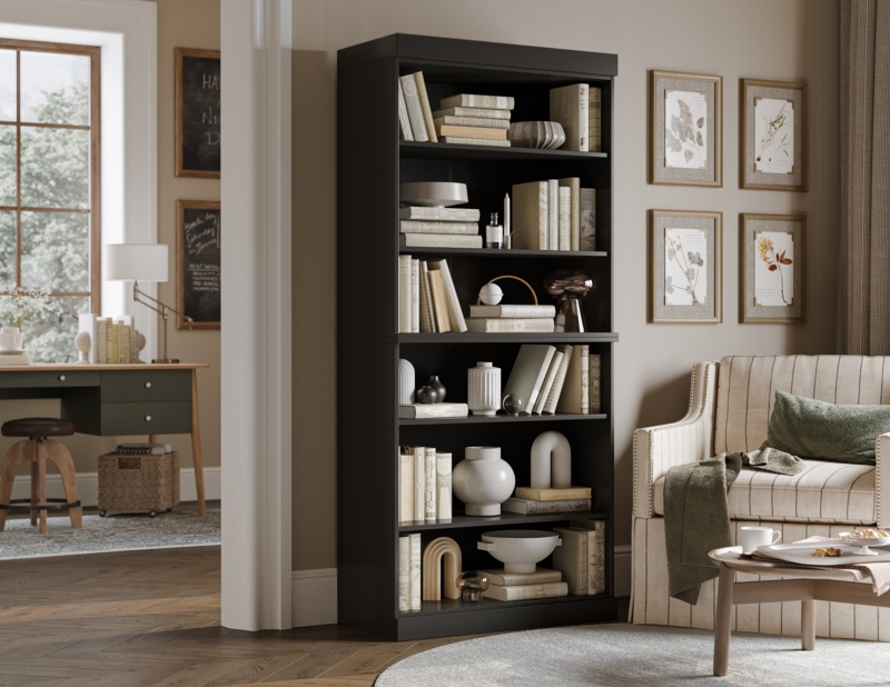 100% Solid Wood 6-shelf Modular Bookcase with Optional Solid Wood, Clear or Frosted Glass Doors