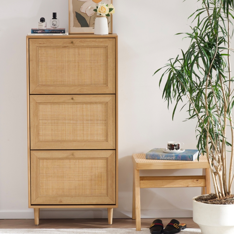 16 Pair Solid Wood Shoe Storage Cabinet