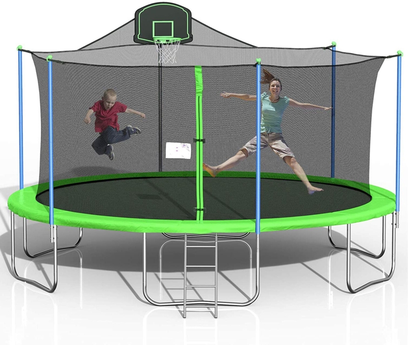 16ft Trampoline For Kids, Outdoor Trampoline With Safety Enclosure Net Basketball Hoop And Ladder, Trampoline For Adults