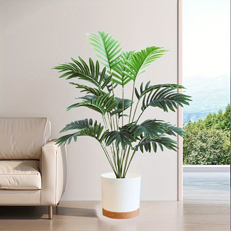 1pc 18 Leaves Artificial Plant, Faux Tropical Plant, Suitable For Spring Summer Indoor Outdoor Decor, Boho Wedding Party Home Decoration, Easy To Take Care