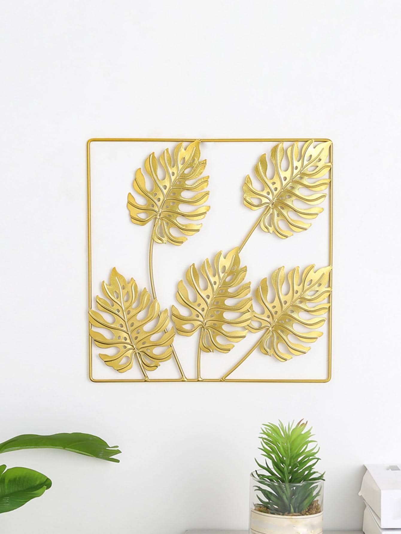 1pc Iron Wall Hanging, Modern Leaf Design Hanging Decoration For Home