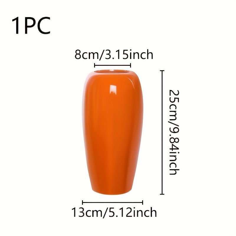 1pc Resin Glossy Vase, For Home Hotel Shopping Mall Decorative Flower Arrangement Accessories With Hand Gifts