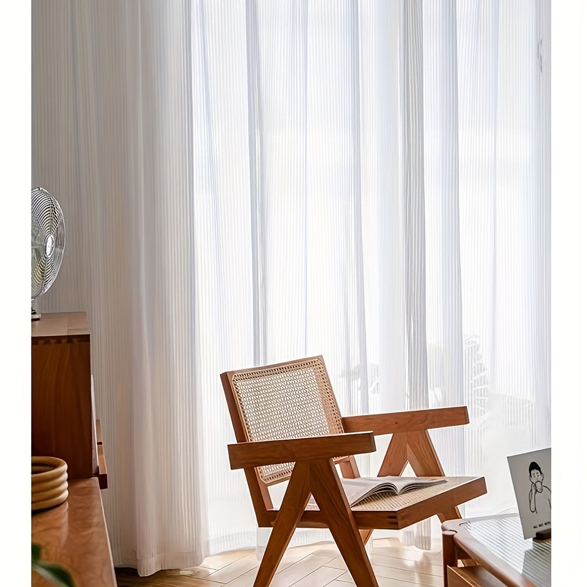 1pc White Window Curtain, Window Treatment For Bedroom Office Kitchen Living Room Study Home Decor, Room Decoration Aesthetic Curtain