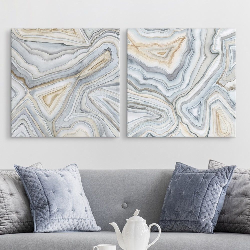 2 Piece Agate Abstract Canvas Wall Art Print Set, Abstract Home Decor