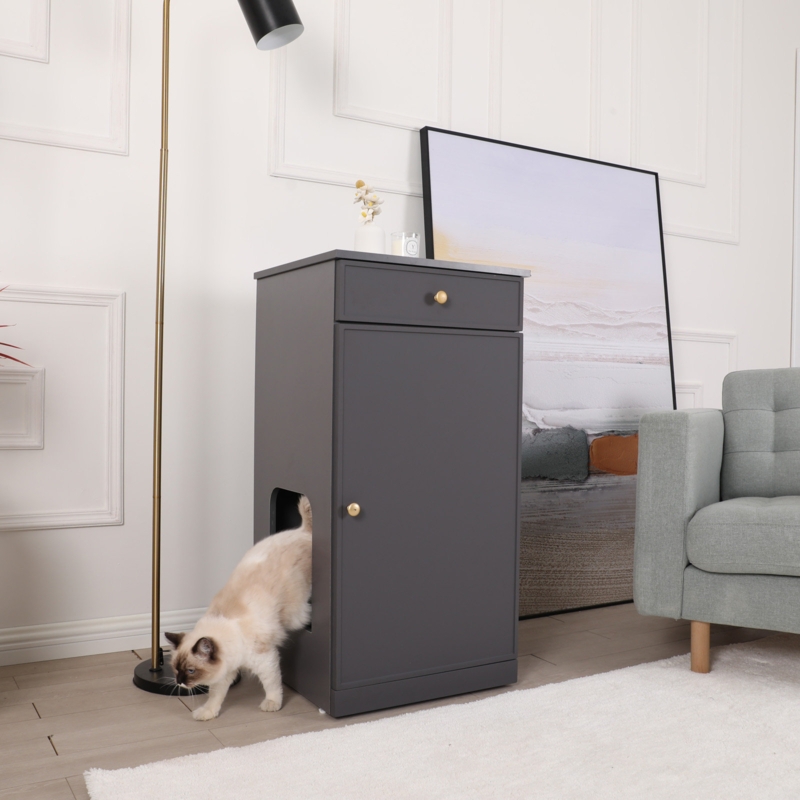 20'' Dark Gray Hidden Cat Litter Box Enclosure