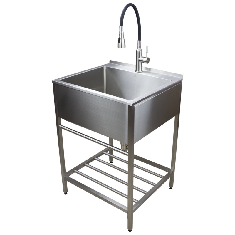 25'' L x 22'' W Free Standing Laundry Sink with Faucet