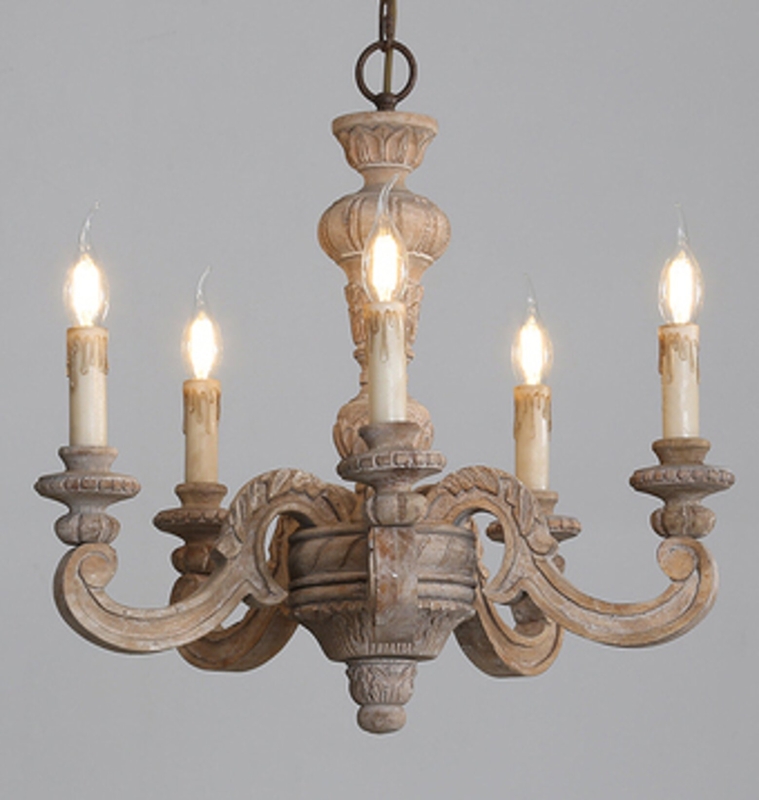 5 - Light Wood Dimmable Classic / Traditional Chandelier