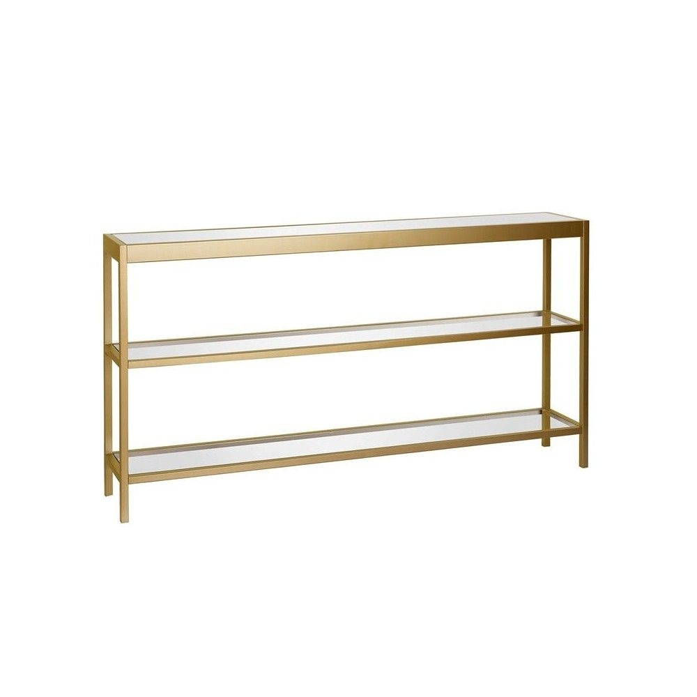 55 Inches Brass Metal/Glass Console Table - Henn&Hart