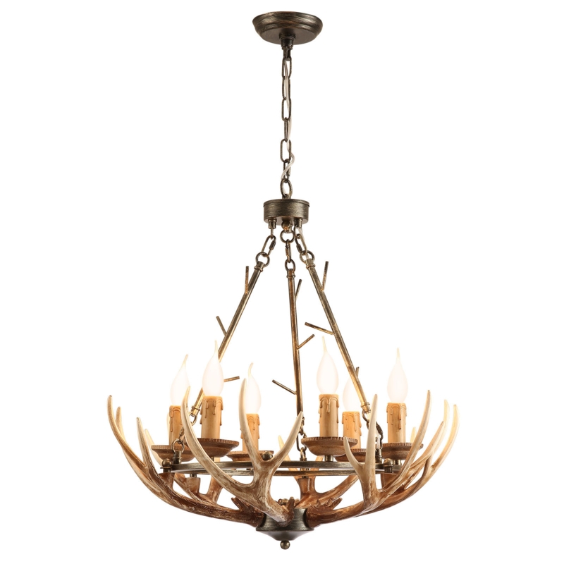 6 - Light Wagon Wheel Chandelier