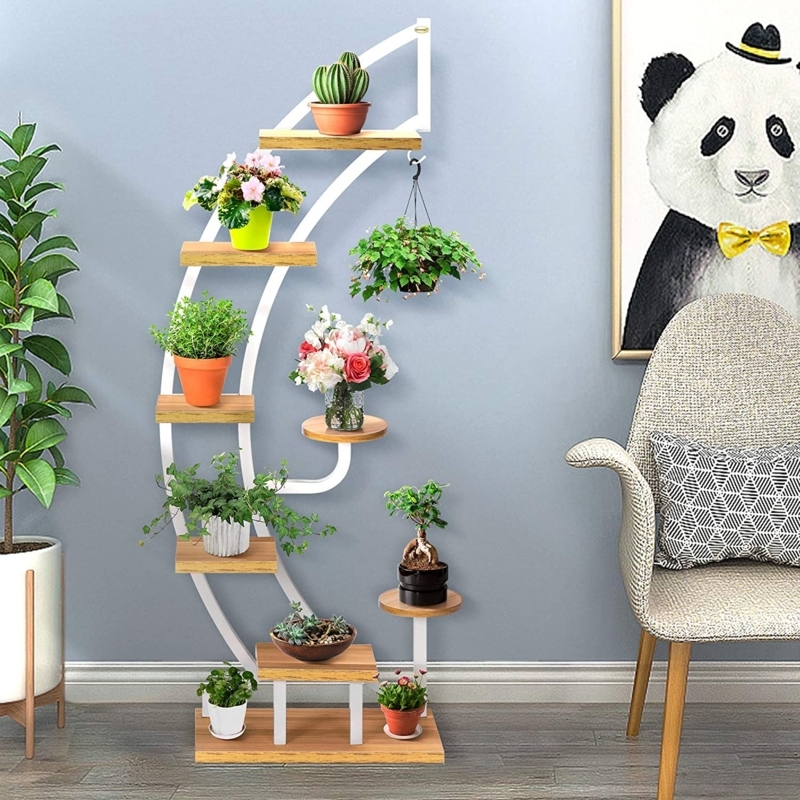 6-Tier Curved Plant Stand with Hanger