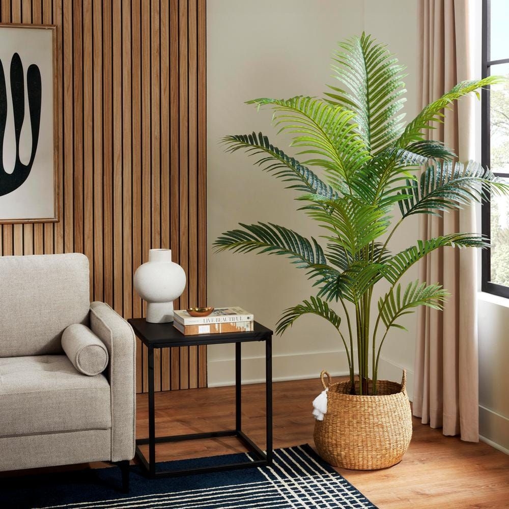 6ft Faux Areca Palm Tree in White Pot