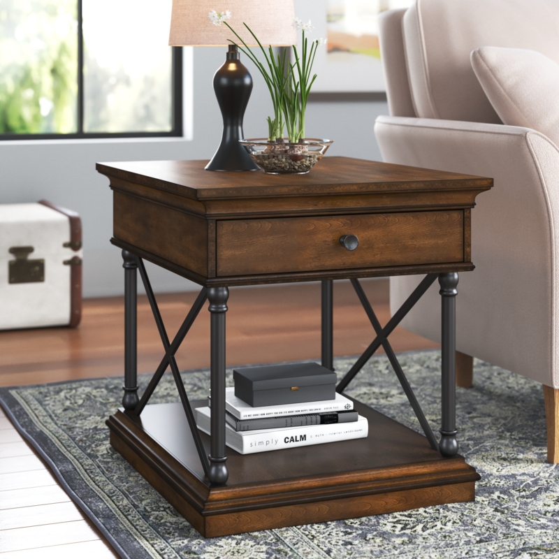 Abigaelle Floor Shelf End Table with Storage