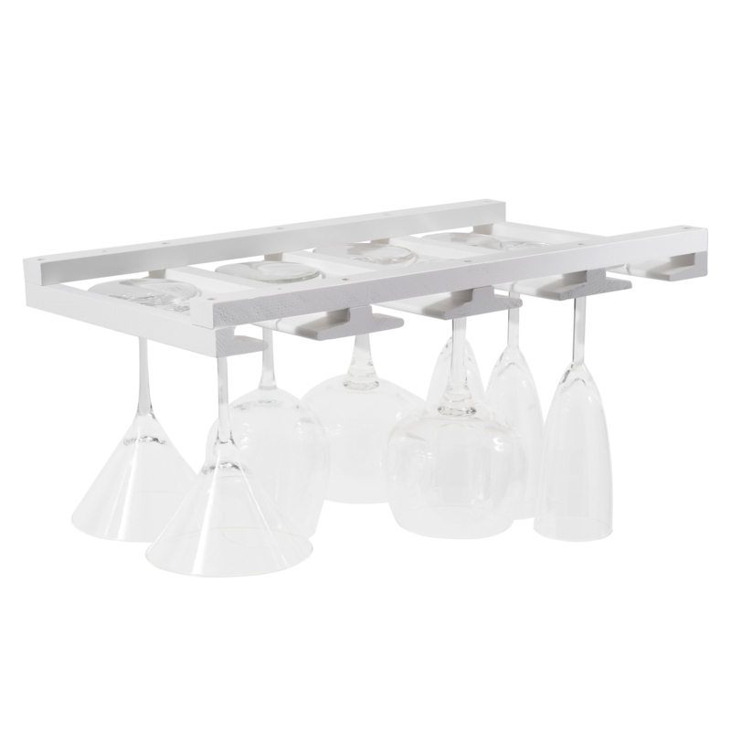 Adreona Solid Wood Hanging Wine Glass Rack in White