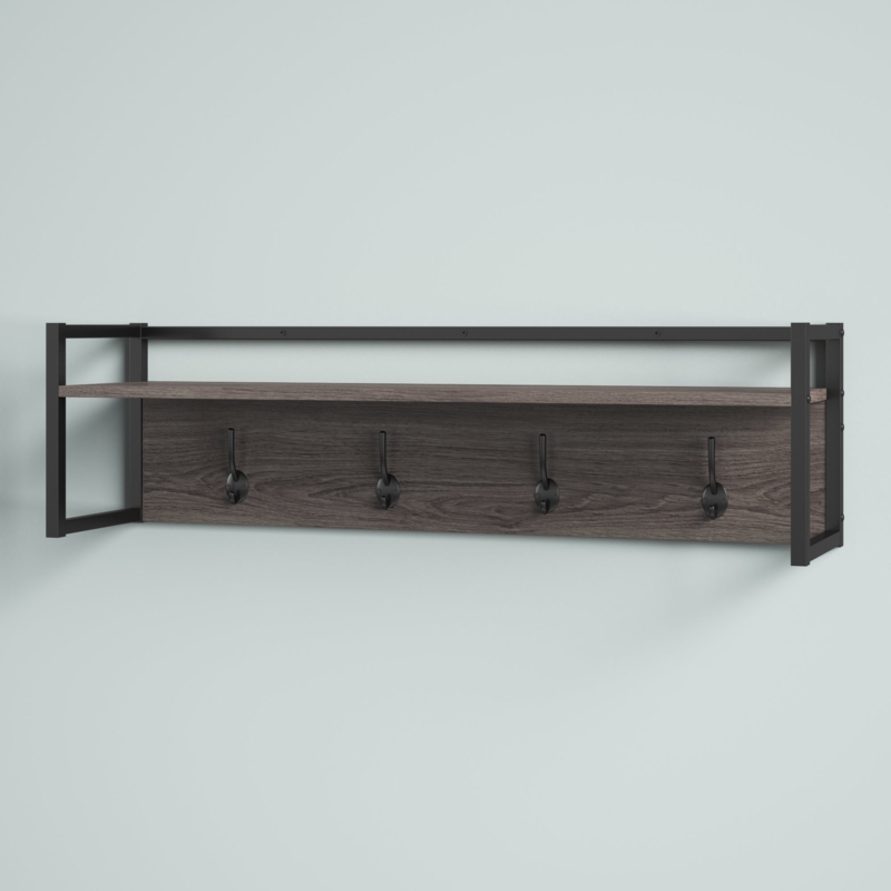 Afton 4 - Hook Wall Mounted Coat Rack with Storage