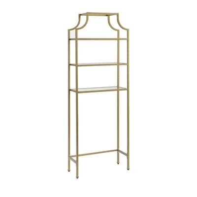 Aimee 27.25 in. W x 73 in. H x 11 in. D Gold Over-the-Toilet Storage