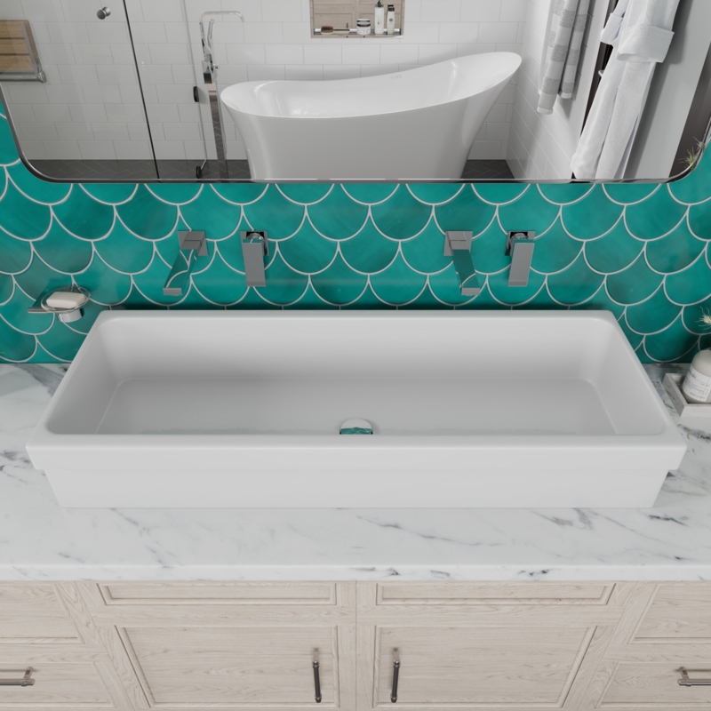 Alfi Brand 17.75'' White Ceramic Rectangular Trough Bathroom Sink