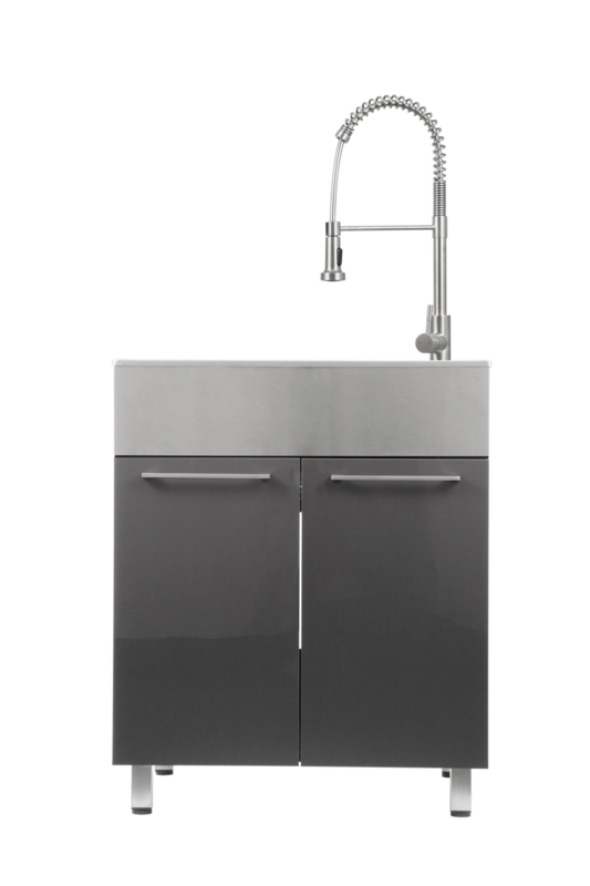 All-in-One 28" L x 22" W Free Standing Laundry Sink with Faucet in Metallic Grey
