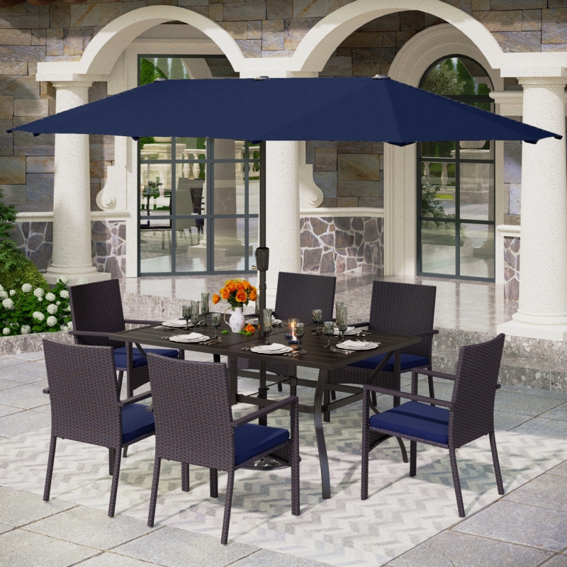 Alyah 6 - Person Rectangular Outdoor Dining Set with Cushions