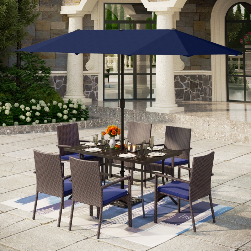 Alyah 6 - Person Rectangular Outdoor Dining Set with Cushions