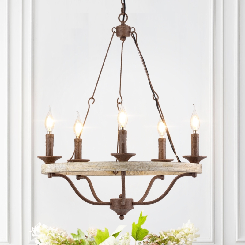 Anahli 5 - Light Dimmable Wagon Wheel Chandelier