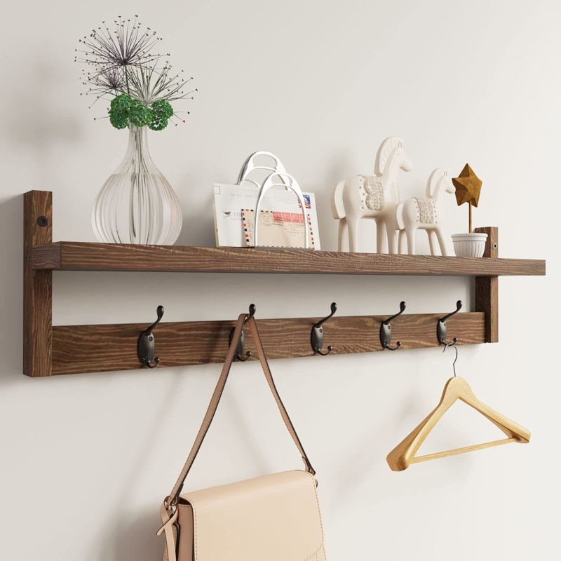 Annah Solid Wood Wall 5 - Hook Wall Mounted Coat Rack
