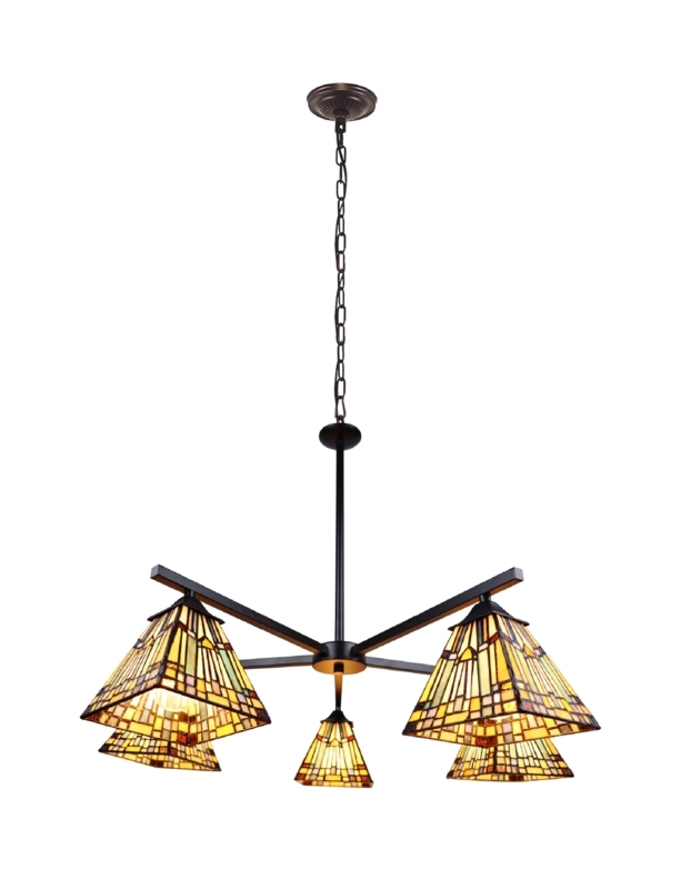 Antanisha 5 - Light Glass Dimmable Tiered Chandelier