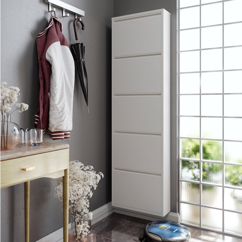 Antibacterial 5 Tier Metal Shoe Cabinet Without Holes