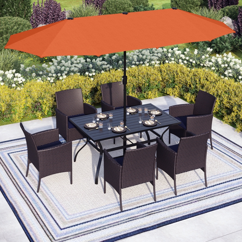Argyri 6 - Person Rectangular Outdoor Dining Set with Cushions