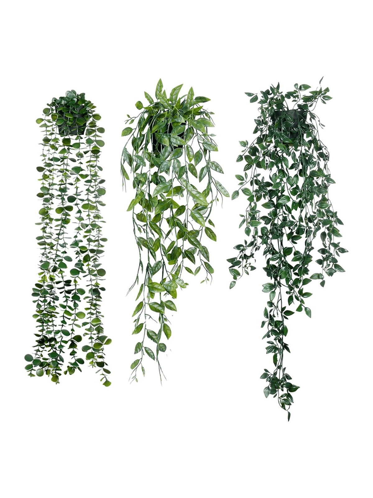 Artificial Hanging Plants 3 Pack Artificial Eucalyptus Potted Greenery Faux Eucalyptus Mandala Vine