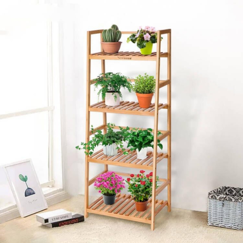 Arvile Rectangular Multi-Tiered Solid Wood Plant Stand