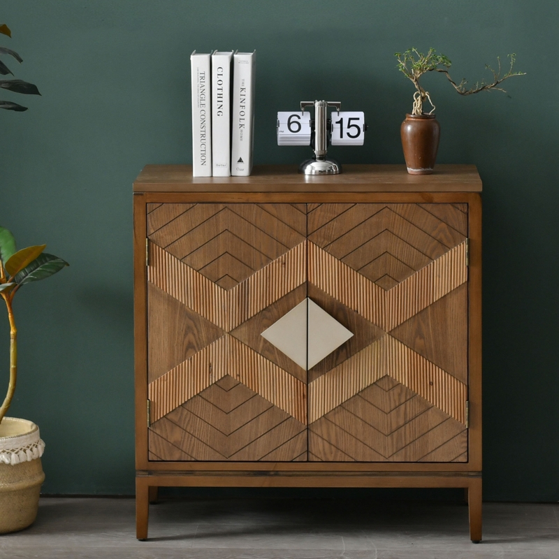 Asante 30"W x 31"H x 14"D Enhanced Vintage Cabinet - Rich Brown, Artisan Doors, Predominantly Solid Wood