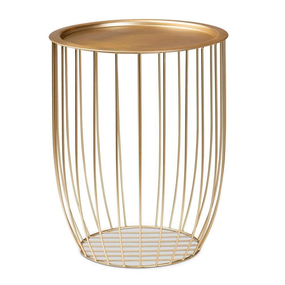 Baxton Studio Mabon 16.5 in. Gold Round Metal Top End Table