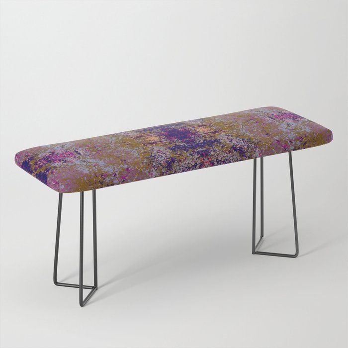 Bench/ottoman | Colorful Feminine Abstract Bohemian Chic Blossom Mandala Art - Valara by Alphaomega - Black - Society6