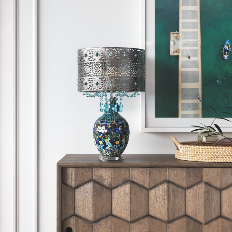 Betton 22" Turquoise and Silver Mosaic Table Lamp