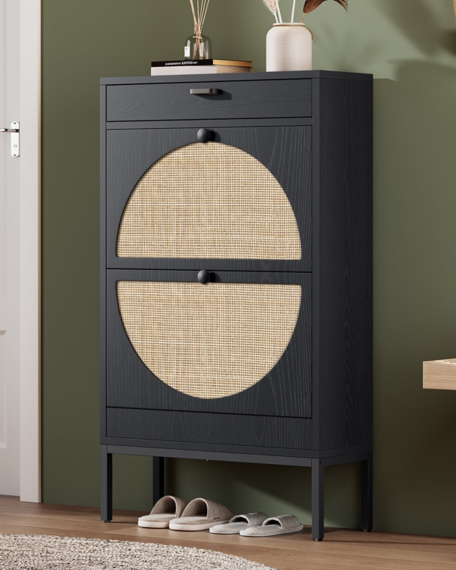 Boho Natural Rattan Shoe Storage Cabinet
