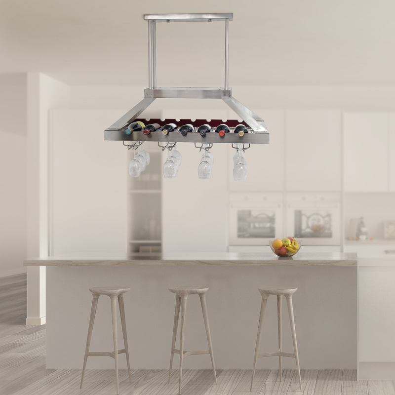 Cab 14 Bottle Hanging Wine Bottle u0026 Glass Rack
