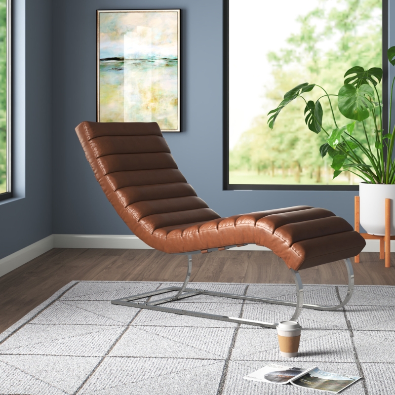 Camanche Faux Leather Chaise Lounge
