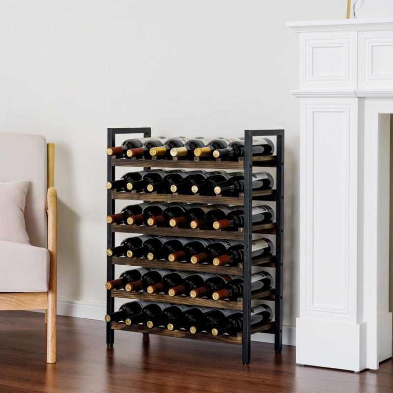 Catelaya 36 Bottle 6 Tier Floor Wine Bottle Rack in Brown