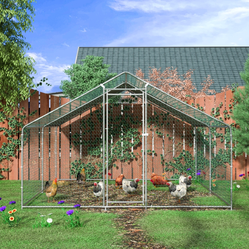 Chicken Coop Walking Chicken Run Extra Large Metal Chicken Pens with Waterproof and Anti-Ultraviolet Cover