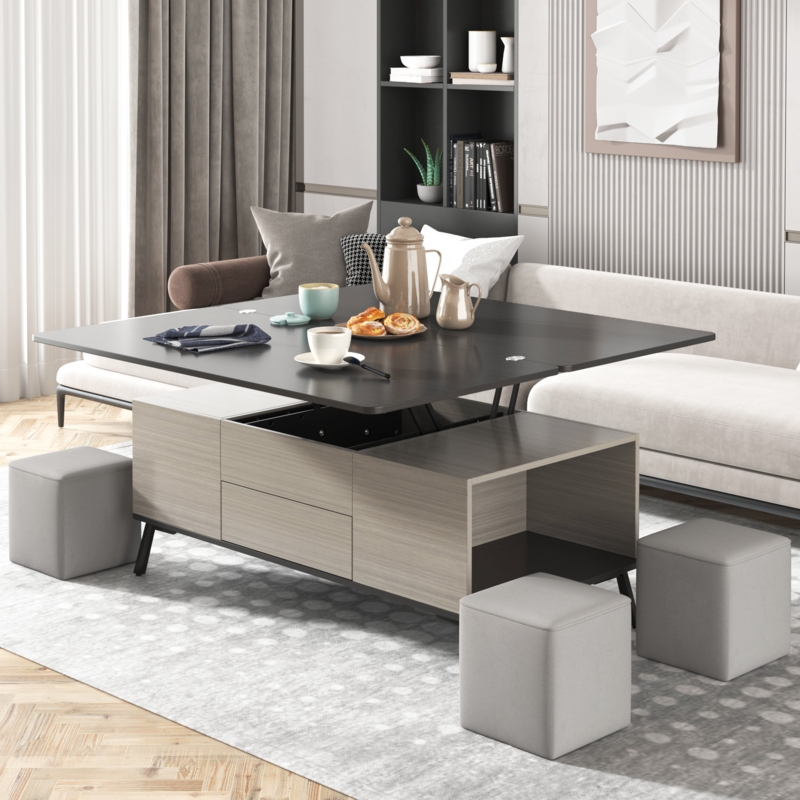Chrishay Lift Top Extendable 4 Legs Coffee Table with Storage