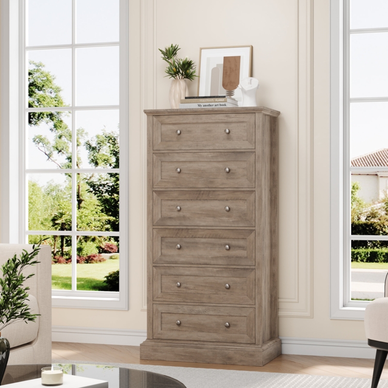 Analena 45.67"H 6 Drawer Dresser, Modern Chest of Drawers, Vertical Dresser,  White Dresser | Foter
