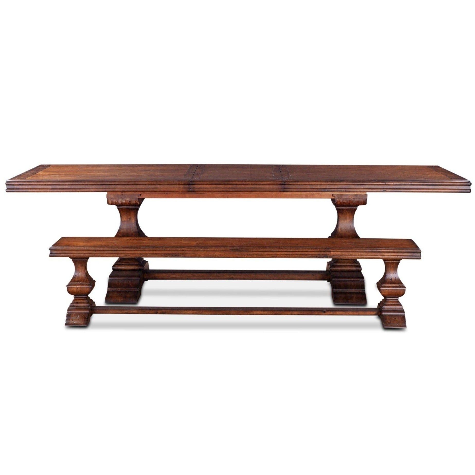 Classic French Country Extension Dining Table - Deep Chestnut Stain