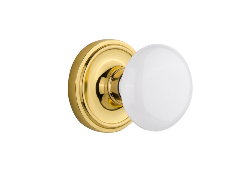 Classic Rosette with White Porcelain Door Knob