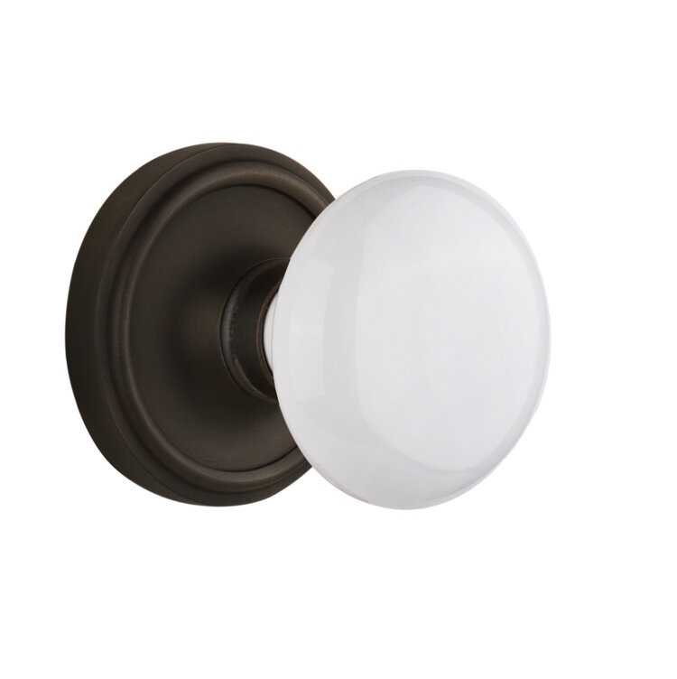 Classic Rosette with White Porcelain Door Knob