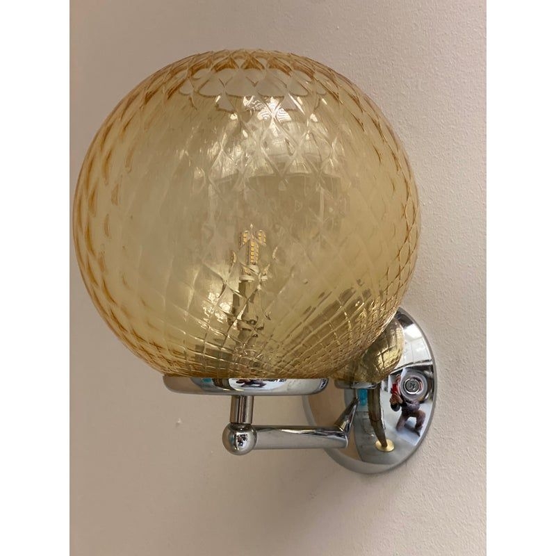 Contemporary "Ballotton" Amber Murano Glass Wall Sconce