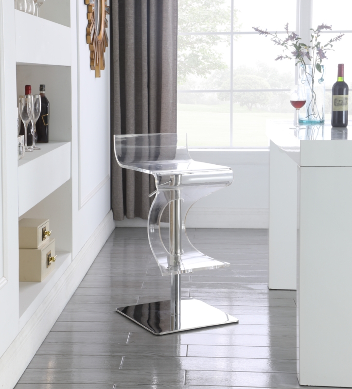 Contemporary Pneumatic-Adjustable Stool w/ Acrylic Seat
