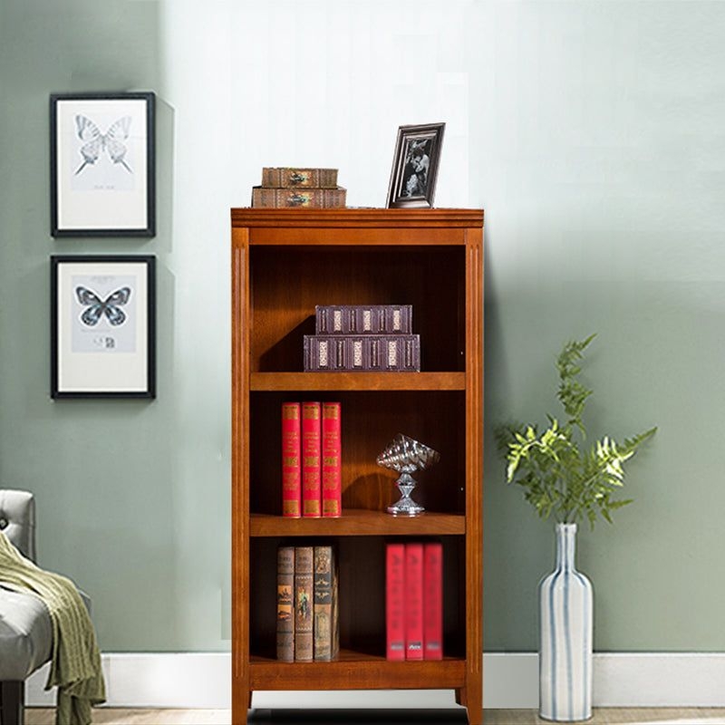 Contemporary Style Bookshelf Solid Wood Closed Back Bookcase for Office and Home - 23.6L x 13.6W x 48H / Brown