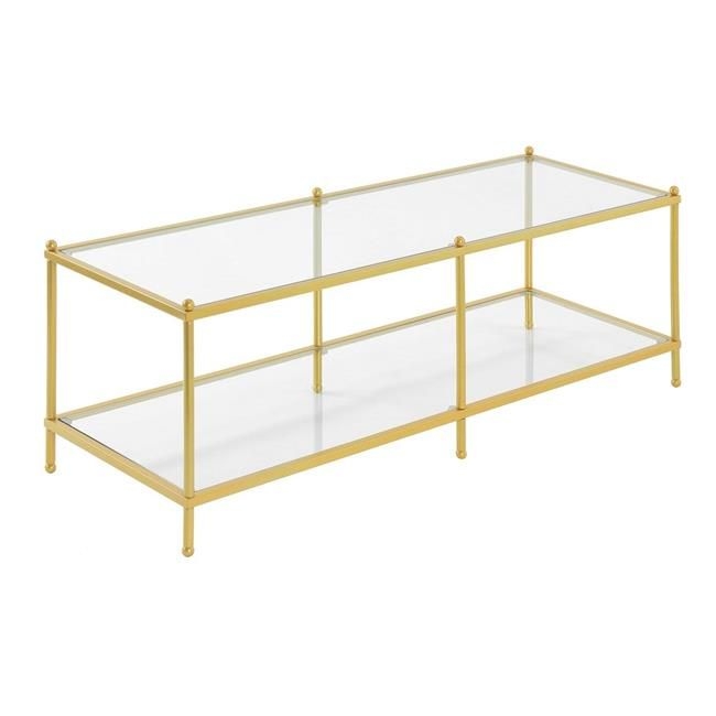 Convenience Concepts 134082GLG 47.2 x 16.2 x 16.5 in. Royal Crest Coffee Table, Clear Glass & Gold