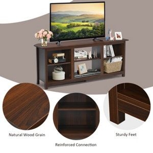 Costway Tv Stand For Tvs Up To 65 Inches Wooden Modern Tv Console Table W/6 Open Storage